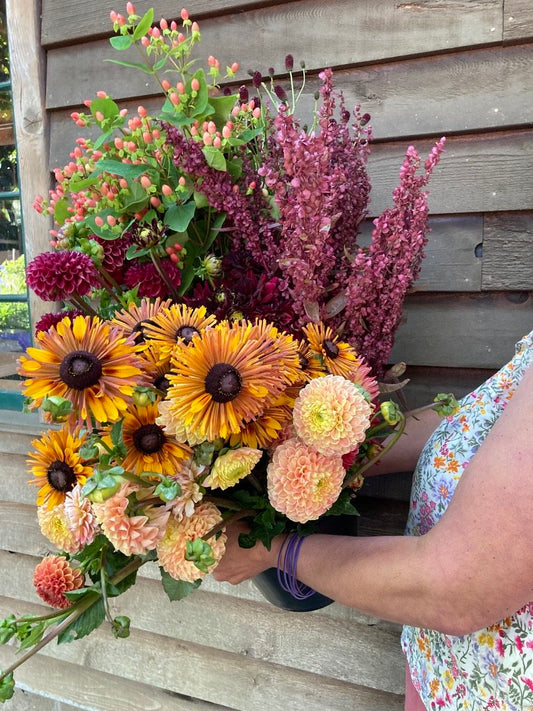 DIY Flower Bucket-Warm Tones