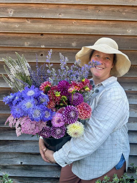 DIY Flower Bucket-Cool Tones