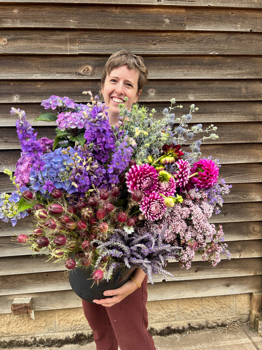 DIY Flower Bucket-Cool Tones