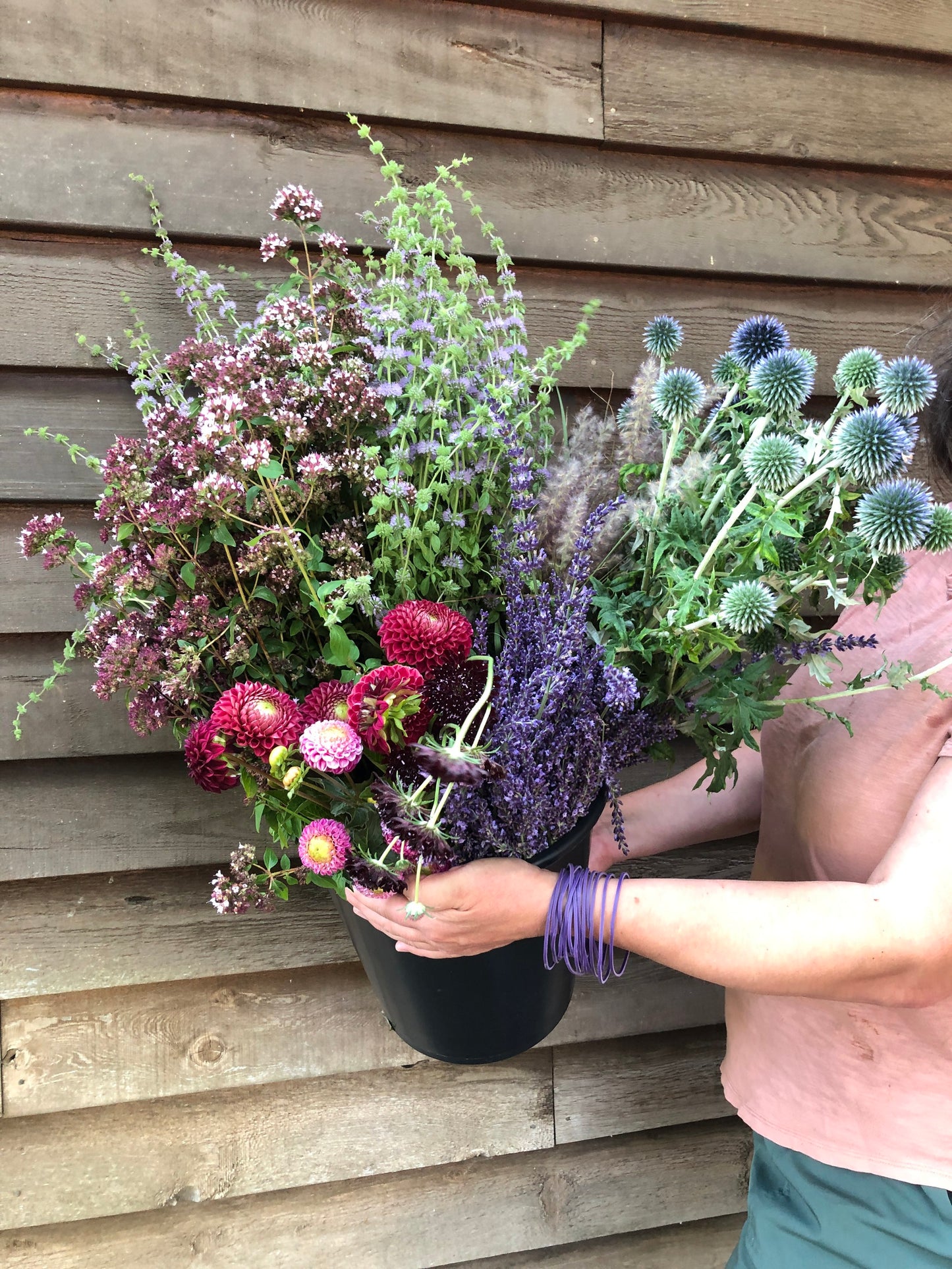 DIY Flower Bucket-Cool Tones