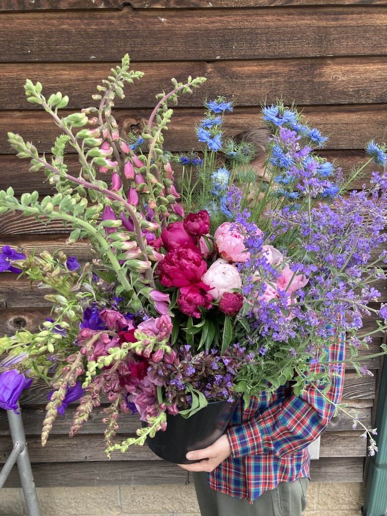 DIY Flower Bucket-Cool Tones