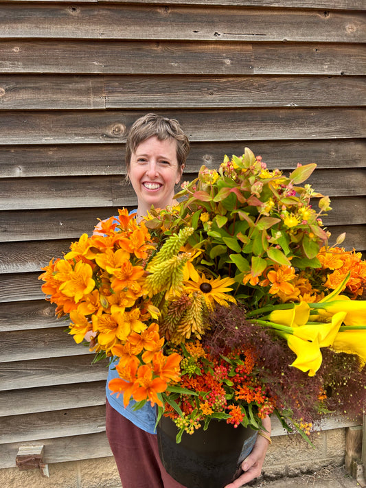 DIY Flower Bucket-Warm Tones
