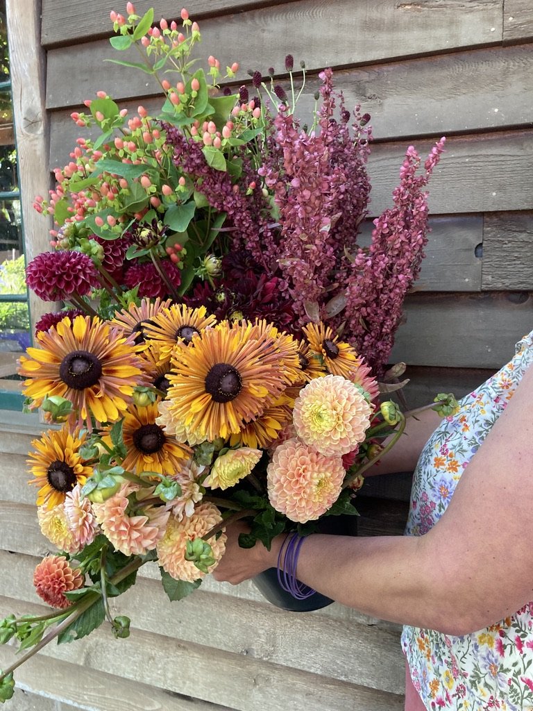 DIY Flower Bucket-Warm Tones