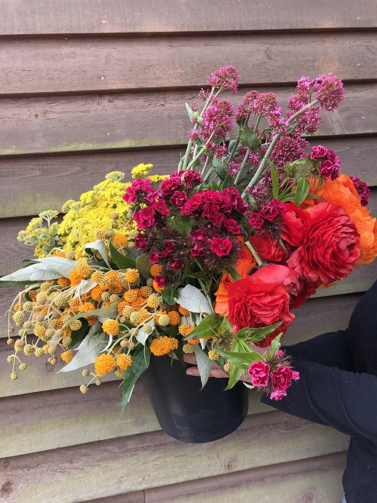 DIY Flower Bucket-Warm Tones